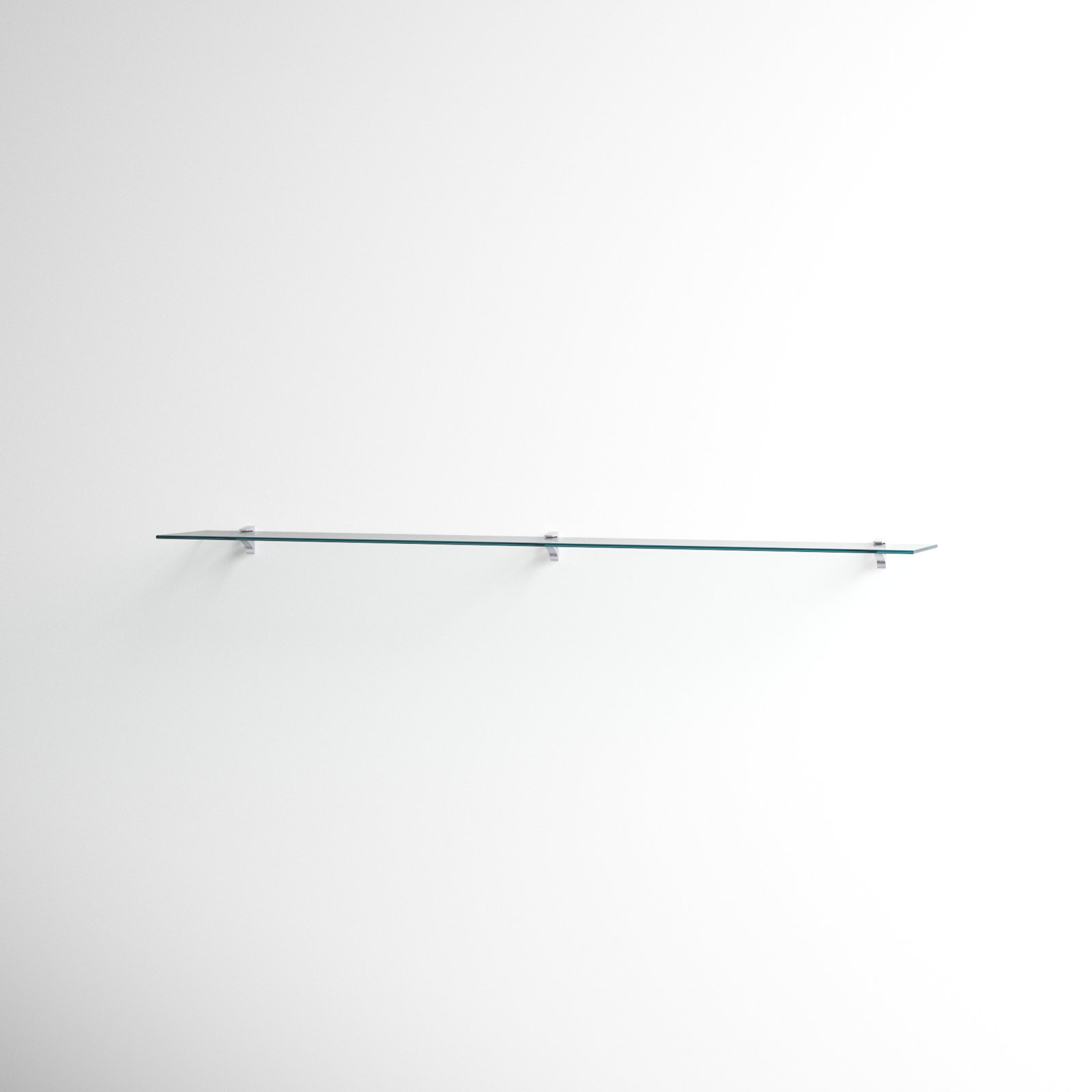 Electra Glass Floating Shelf, Chrome, 2.86" H x 72" W x 10.5" D