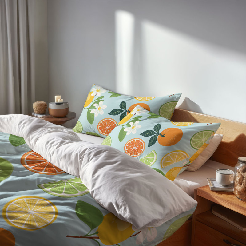 Ensemble d'édredon léger Sunny Citrus, Édredon très grand + 2 taies décoratives très , Bleu