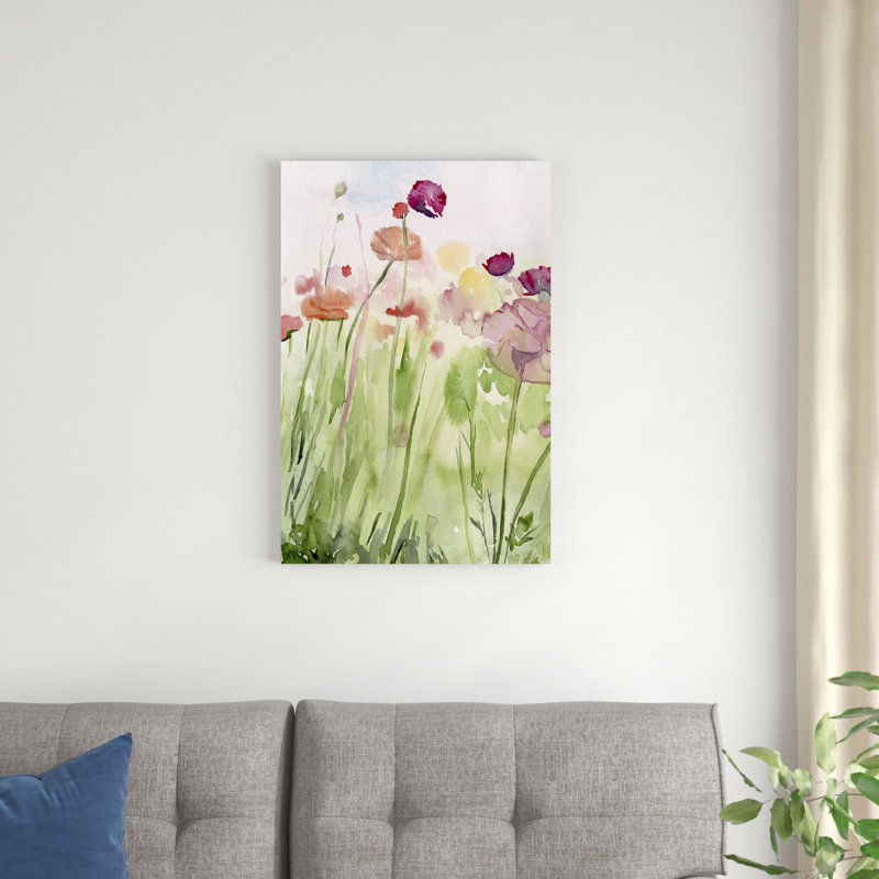 Parmi les fleurs sauvages de l'aquarelle I, H 30 po x l 20 po x P 1,25 po