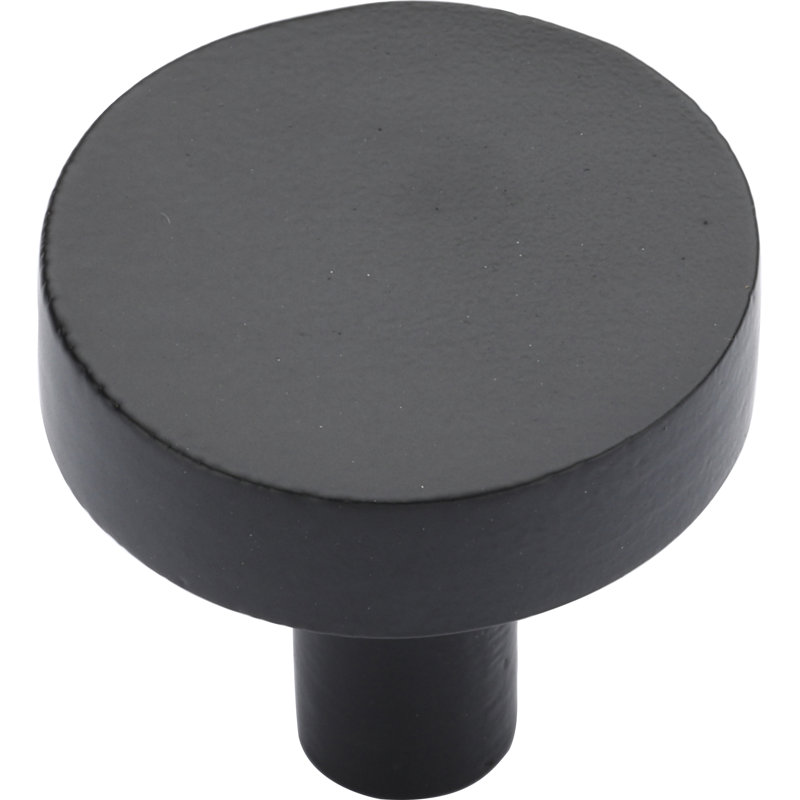 Round Disc Knob, Matte Black, 1.5
