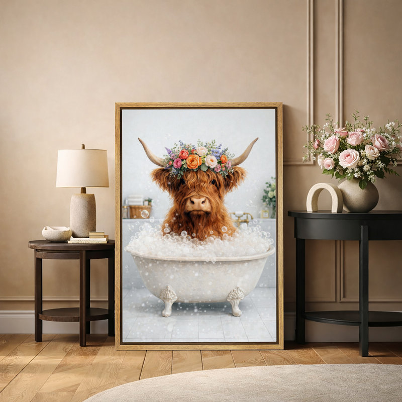Highland Cow, H 24 po x l 16 po x P 1,5 po, Cadre naturel