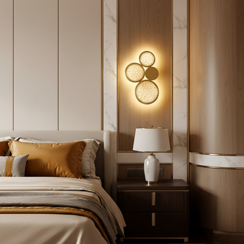 Brass Wall Sconce Lighting – Crystal and Brass Circles