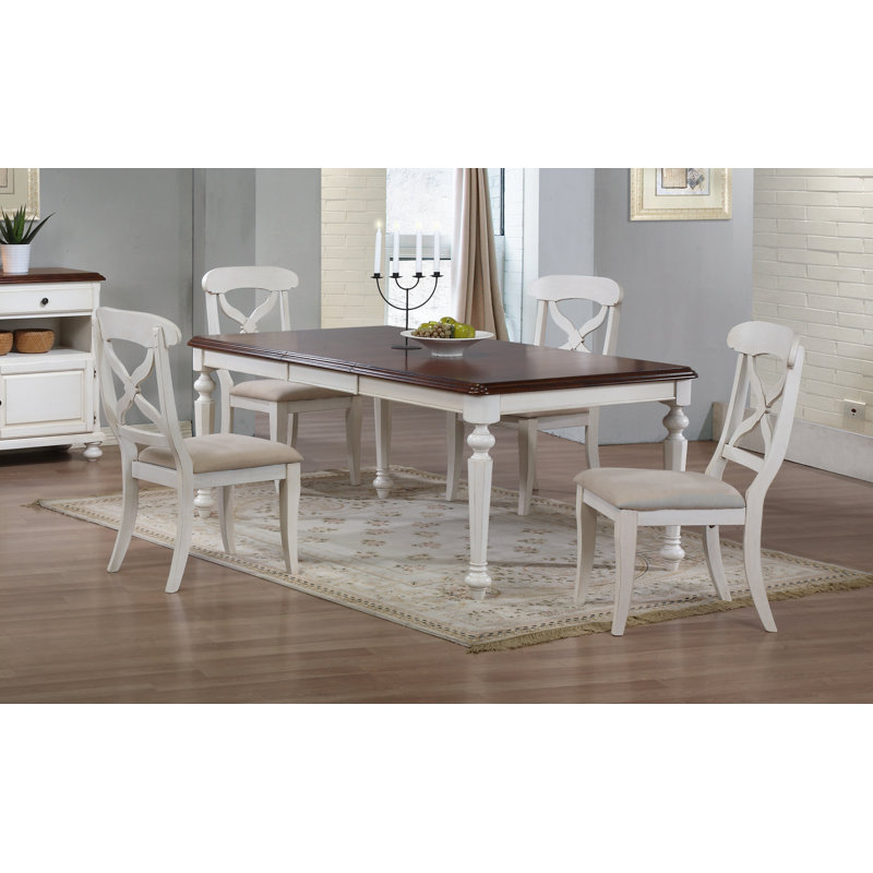 Azura Solid Wood Top Four Leg Dining Set, Antique White