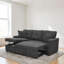 Canapé-lit modulaire en mélange de lin 76,5 pouces avec lit escamotable et rangement pour chaise longue-993588425
