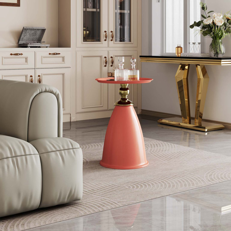 Table de bout en fer Luxury Design, table d'appoint ronde minimaliste pour petits espaces, Rouge