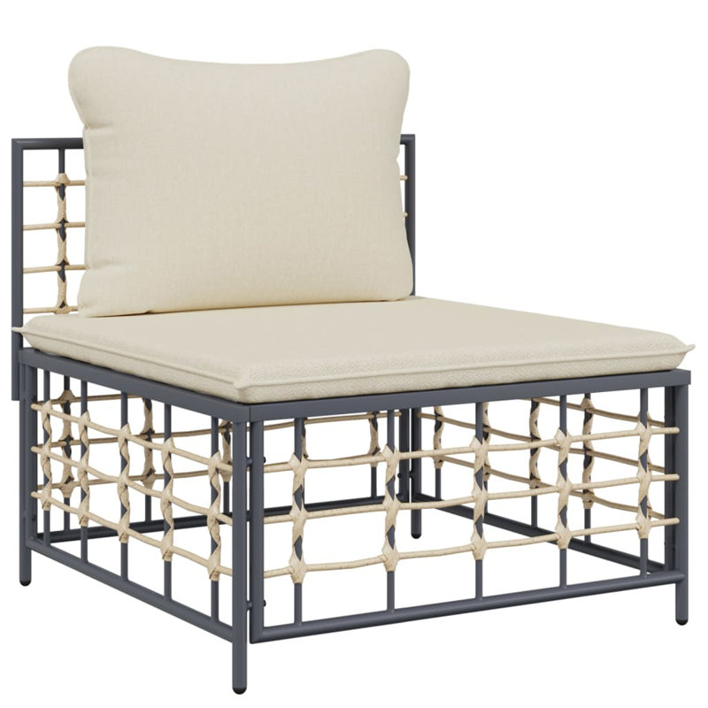 Wicker Outdoor Armless Lounge Chair, Beige