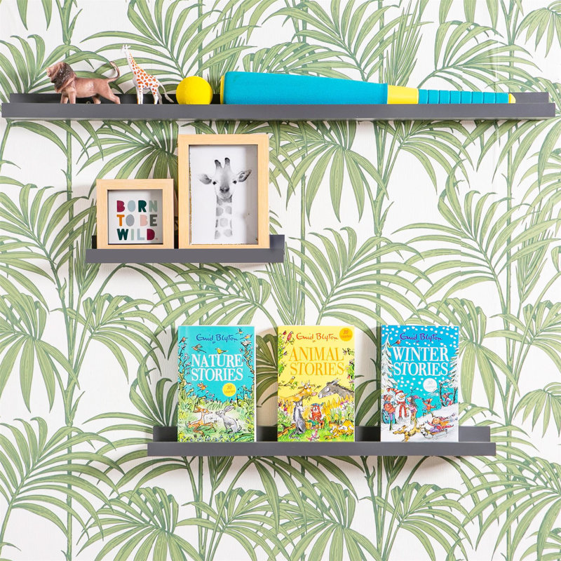 Harbour Housewares - Floating Picture Ledge Wall Shelves, Grey, 4cm H x 57cm W x 10cm D