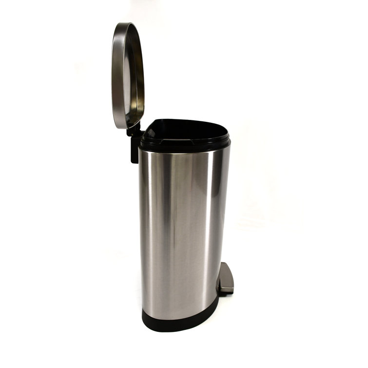 Simplykleen Kleen-Fit 11.8-Gallon Semi-Round Stainless Steel Trash Can with Lid, Silver