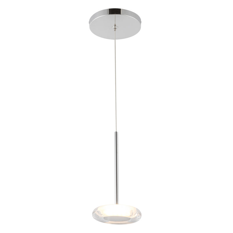 Luminaire suspendu 4 po Stephord, Argent argent, Clair, Verre transparent