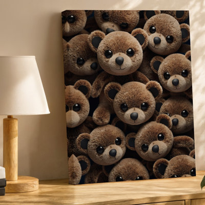 Canvas A Tightly Packed Arrangement Of Small Plush Teddy Bears With Wall Art Soft Fuzzy Brown Fur And Round Faces Adorned With Black Canvas Wall Art