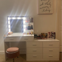 Rovaurx 65 W Makeup Vanity Desk with Mirror and 3-Color Lights, 8