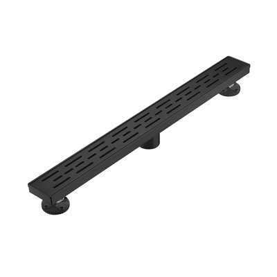 28 Inch Linear Shower Drain With Removable Brick Patterned Grate Cover, 304 Stainless Steel Shower Floor Drain With Hair Strainer And Leveling Feet