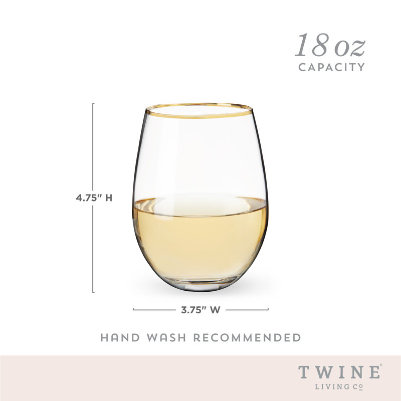 Verres à vin en ficelle dorée, verres à vin sans pied, ensemble de 2 verres à vin dorés, ensemble de 2, 18 onces