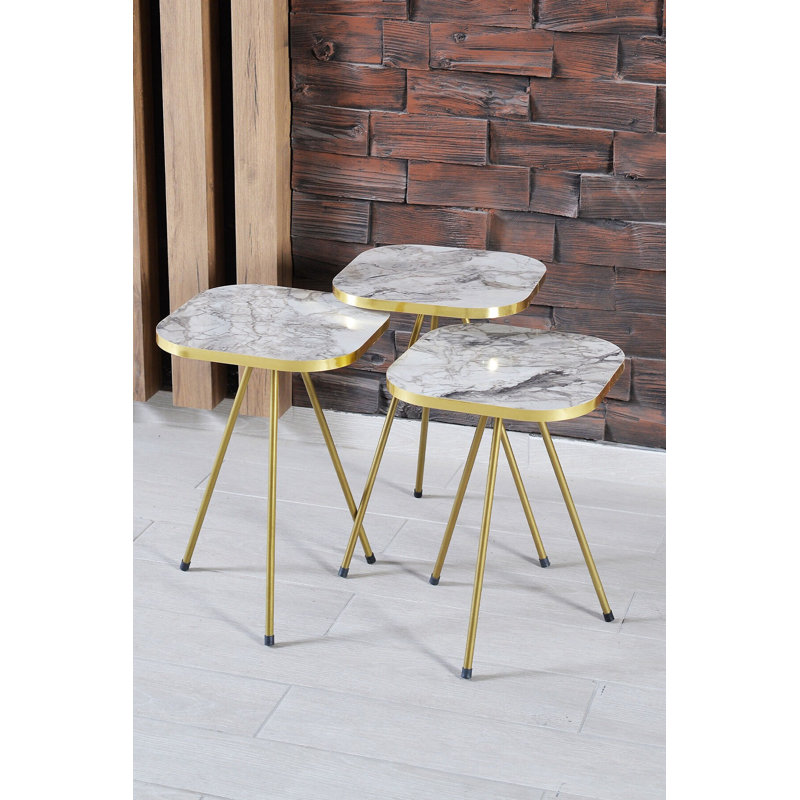 Crooke Living Room Table Set, White Marble