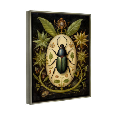 Art mural rétro sur toile flottante, "Beetle & Botanicals" par The Dutch Lady