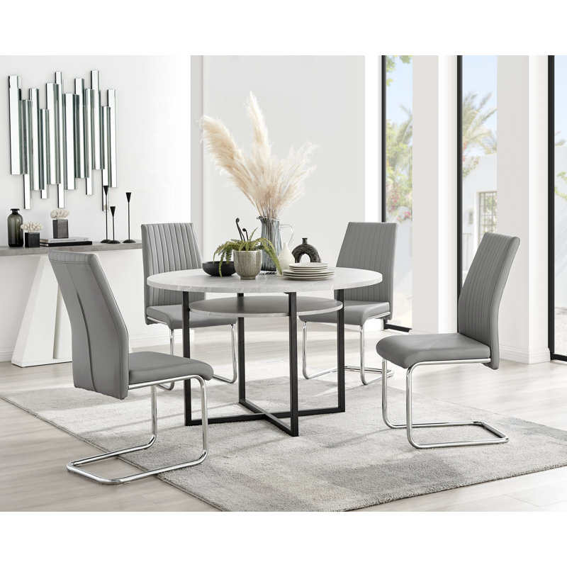 Adler 4 - Person Dining Set, Grey/Silver