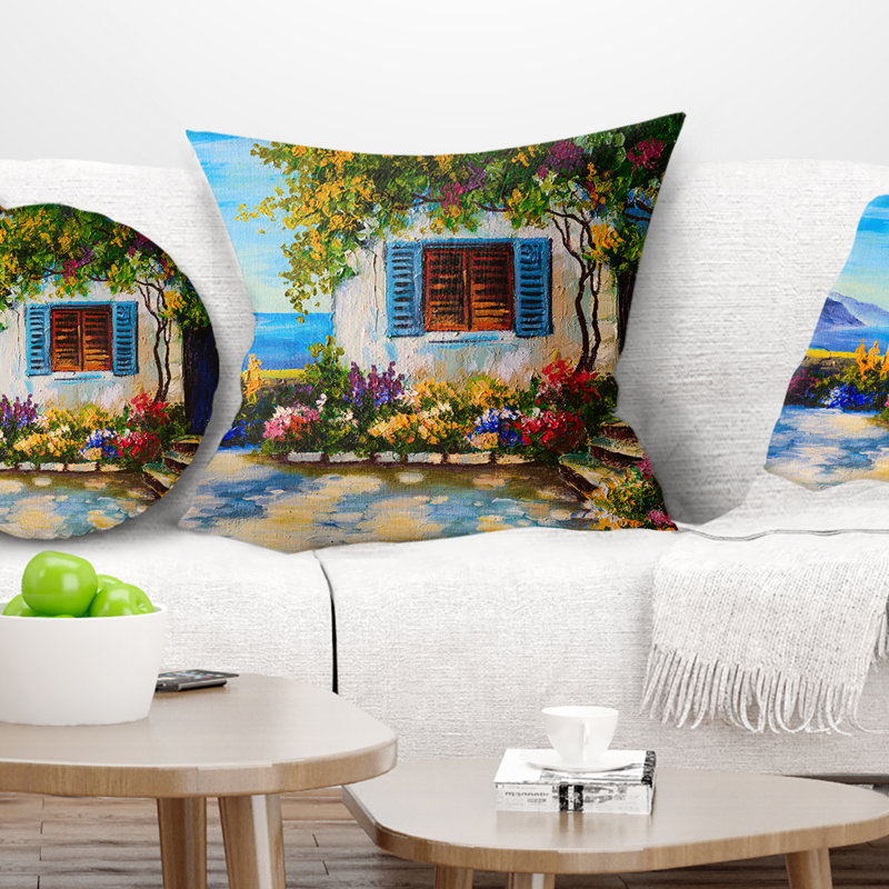 Huile House House, 18 po x 18 po, Coussin décoratif