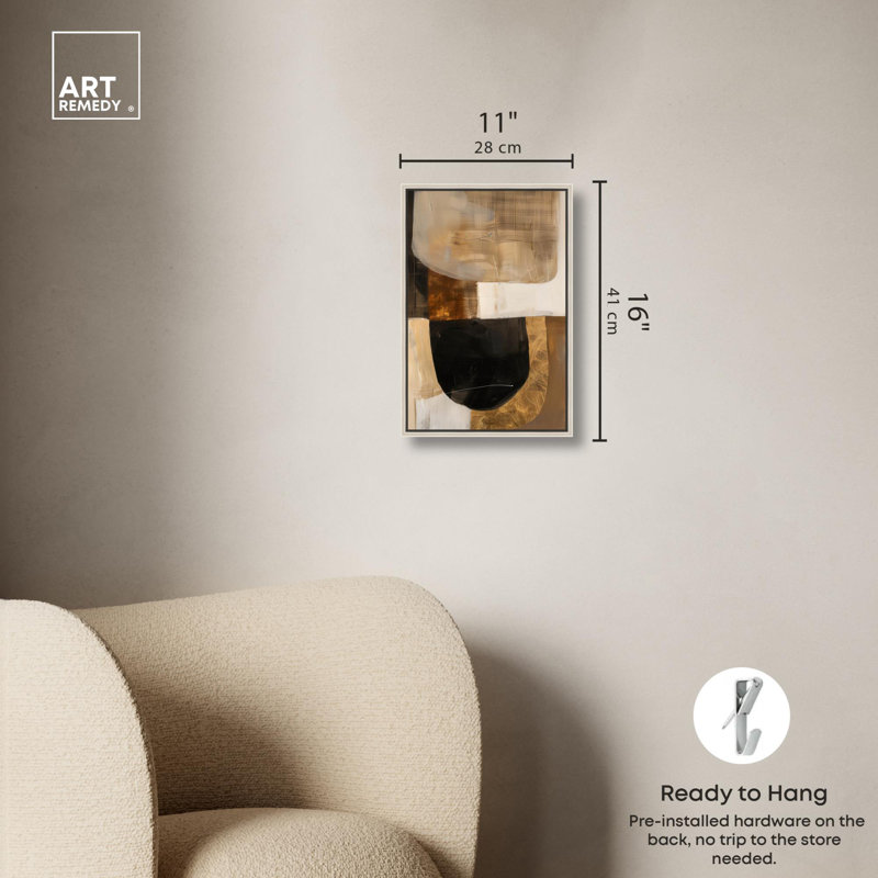 Soil Canvas Midcentury Abstract par Art Remedy, Cadre argenté, H 16 po x l 11 po
