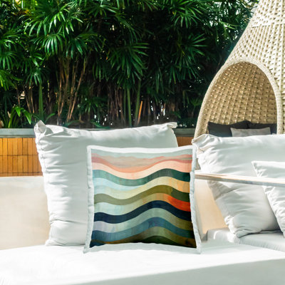 Coussin décoratif d'extérieur imprimé à rayures dynamiques Fluid par Lazar Studio