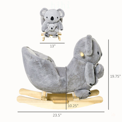 Cheval à bascule en forme de koala pour les tout-petits, siège rembourré doux et sons d'animaux amusants, idéal pour l'éveil et le jeu.