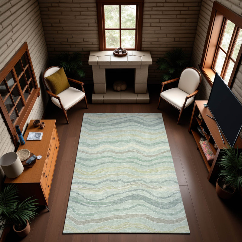 Premium Machine Washable Harjo AMF1581 Stripes Rug, Rectangle 5' x 7'6"