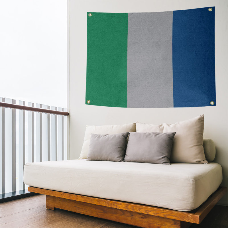 Tapisserie de polyester Vancouver, H 26 po x l 36 po x P 1 po, Vert / gris froid / bleu foncé