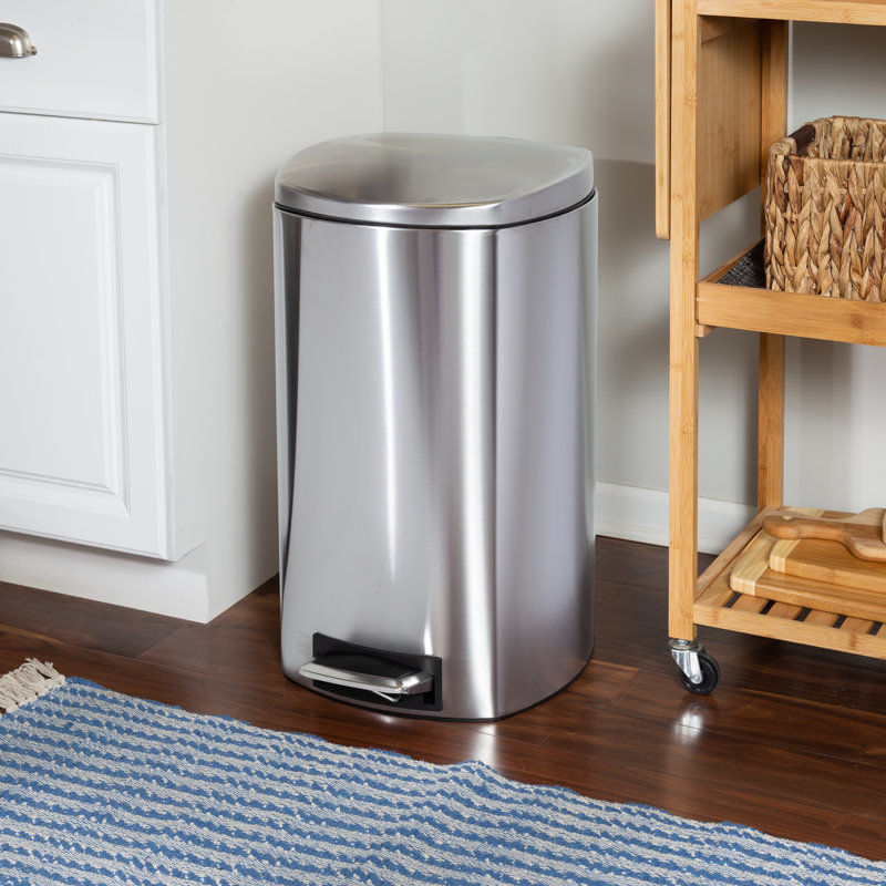 Steel Step On Kitchen Trash Can - 13.2 Gallons
