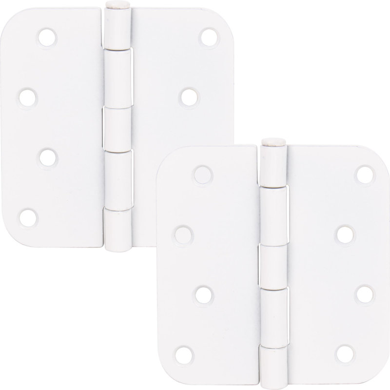 Charnières de porte de 4 po, coin de rayon de 5/8 po, White