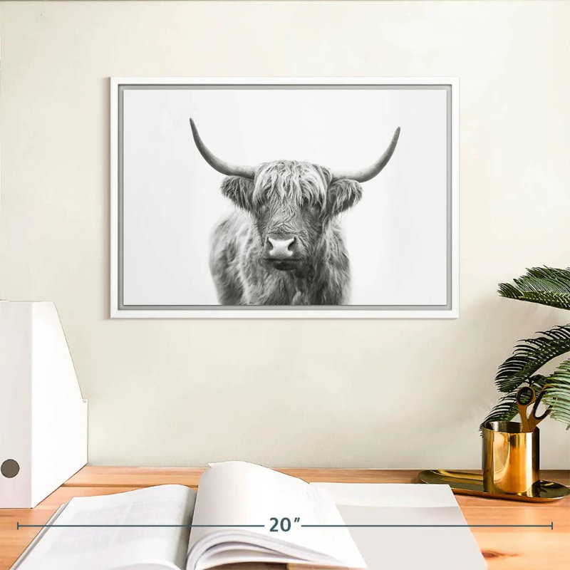 Highland Bull I, Cadre flottant blanc, 13 po x 9 po