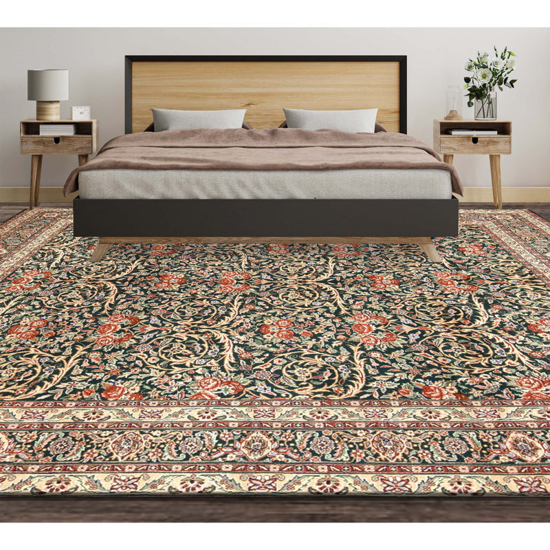 Hand Knotted Wool Oriental Area Rug in Green