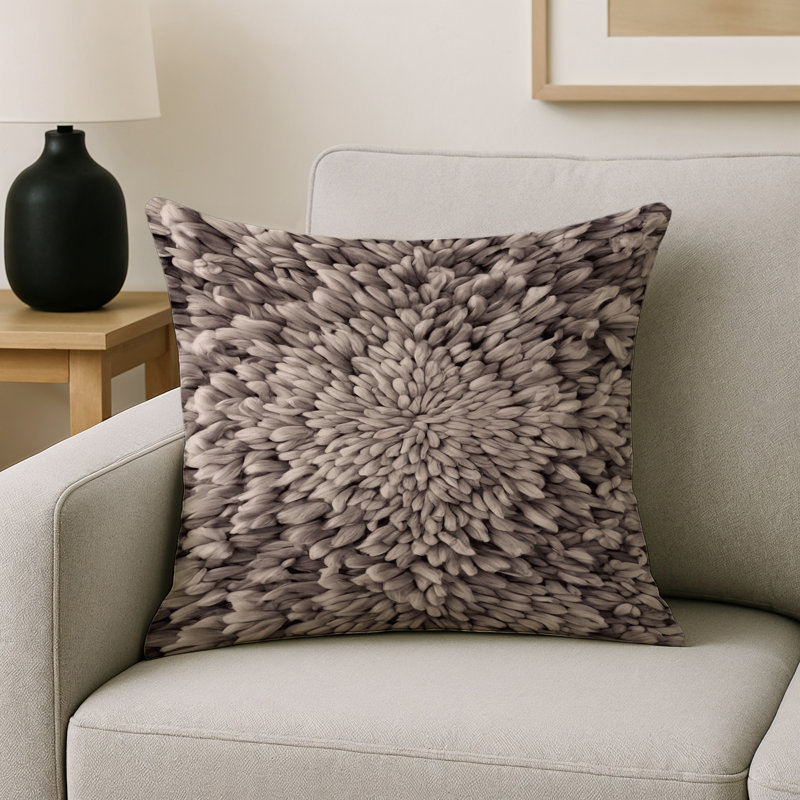 Coussin décoratif intérieur et extérieur Modern, Carré 16 po, Taupe / gris anthracite / ivoire abstrait