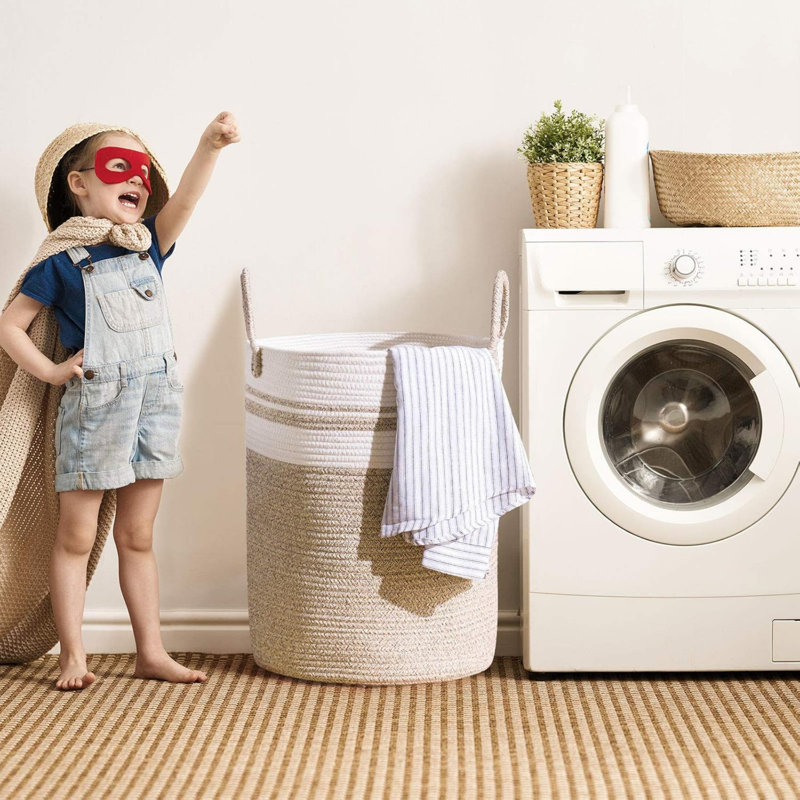Cotton Laundry Room Organiser, Brown/White