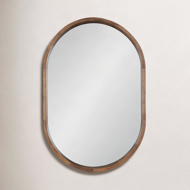 Roberts Solid Wood Flat Mirror, Rustic Brown