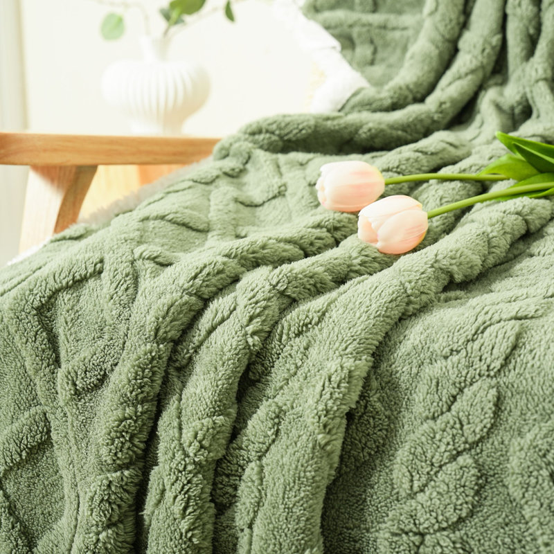 Couverture en molleton vert Sherpa, L 80 po x L 90 po, Vert