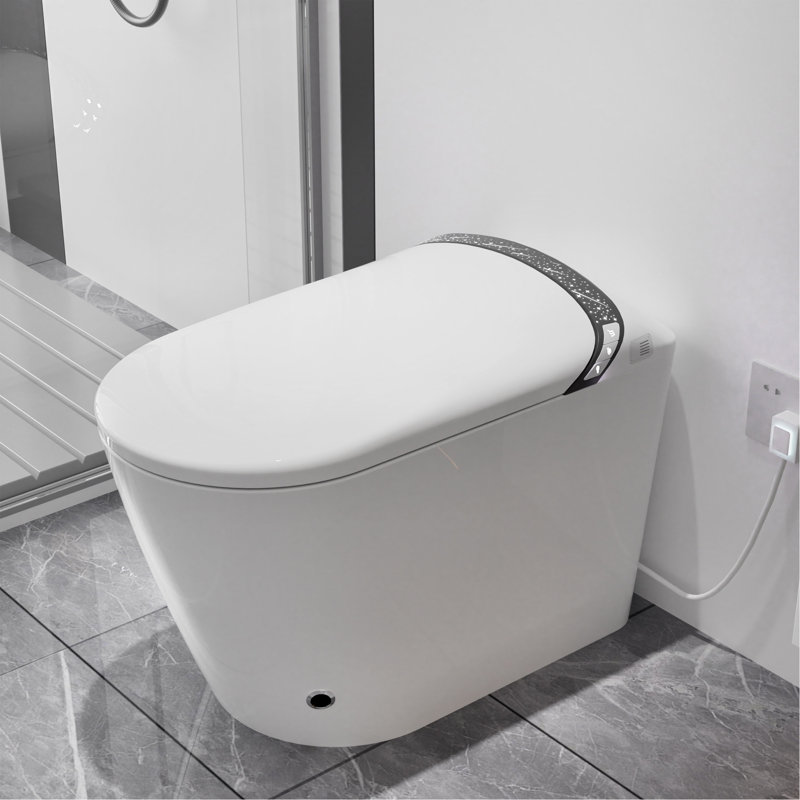 Elongated Smart Toilet With Bidet Built In,Tankless Design For Bathroom, Auto Open/Close Seat, Foot Kick, LED Display,Night Light, Warm Water & Dryer,White
