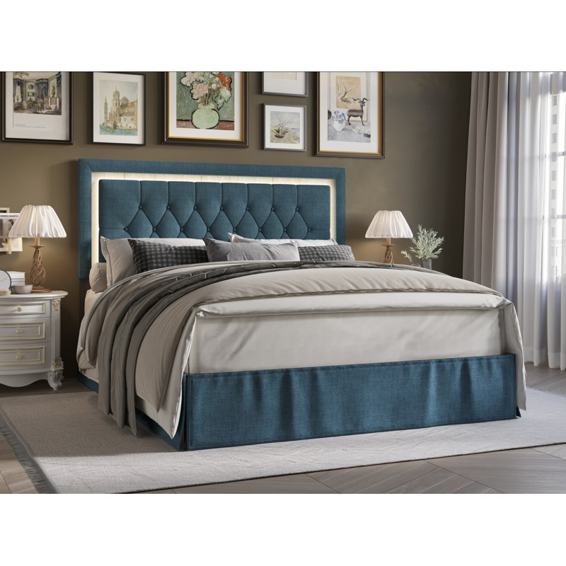 Epworth Upholstered Platform Bed, Denim Blue, King