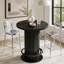 Table bistro ronde avec plateau en grain de bois et base de style clôture pour petits espaces-927740625