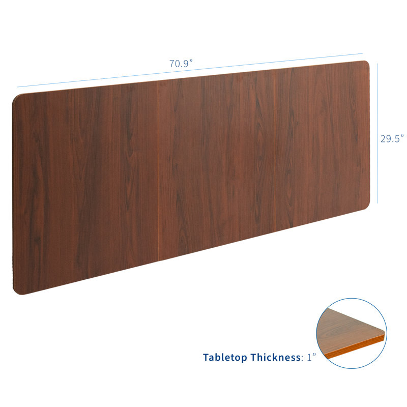 Universal Table Top for Sit to Stand Desk Frames, Dark Walnut, 3-Piece, 71" x 30"