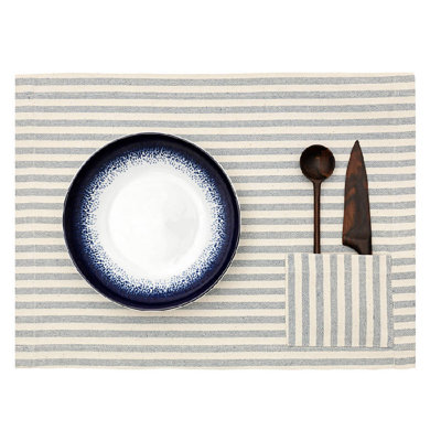Cotton Striped Placemat And Napkin Set