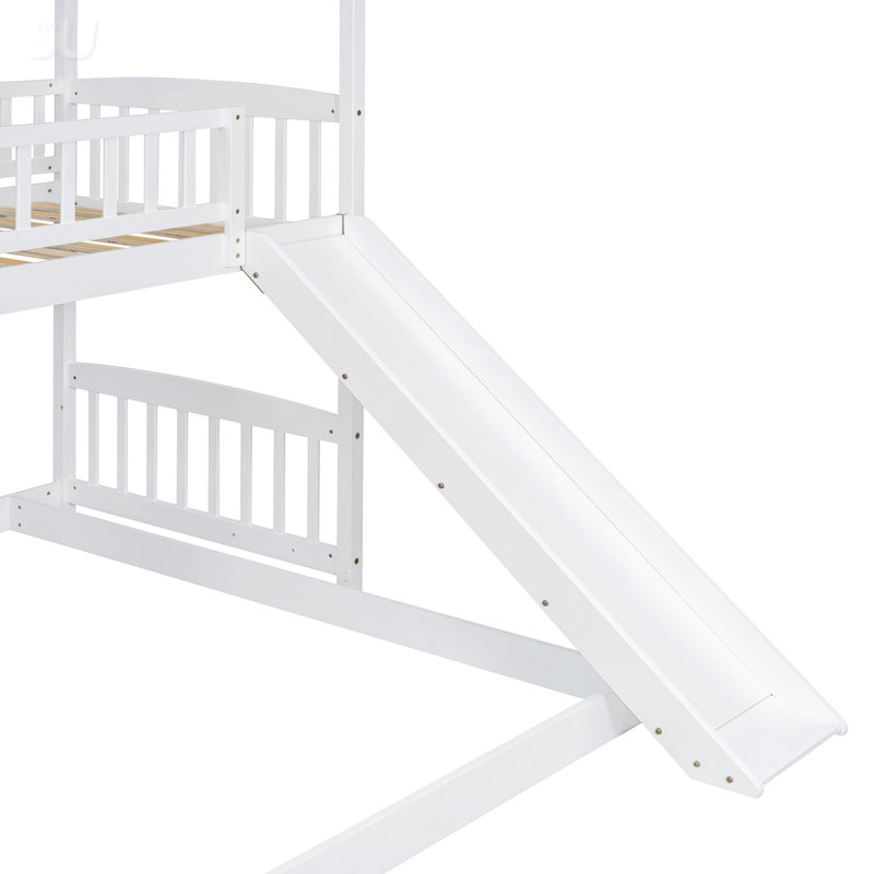 Lit superposé avec glissade, lit maison avec glissade, Blanc