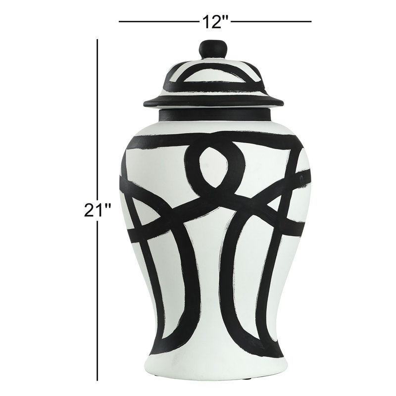 Arame Hand-Painted Ceramic Ginger Jar, 21" H x 12" W x 12" D
