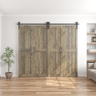 Plateau arqué assemblé de 84 po Porte de grange double pliante Knotty