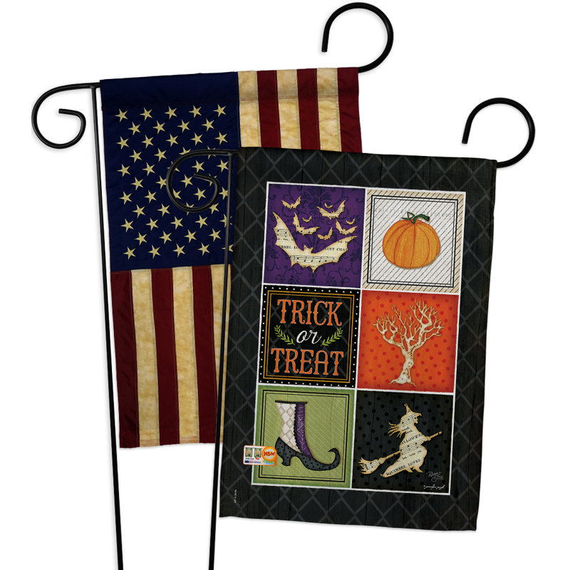 Tour ou traitez le collage de polyester de 2 côtés 19 x 13 po drapeau de jardin
