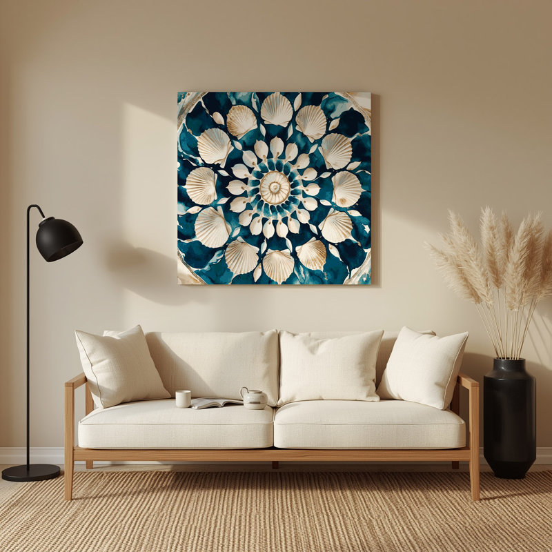 Nautique, coquillages, art mural en métal beige, H 12 po x l 12 po