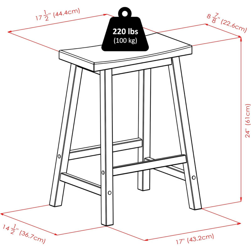 Tabouret Satori, 29 po, noyer, 24", Noir