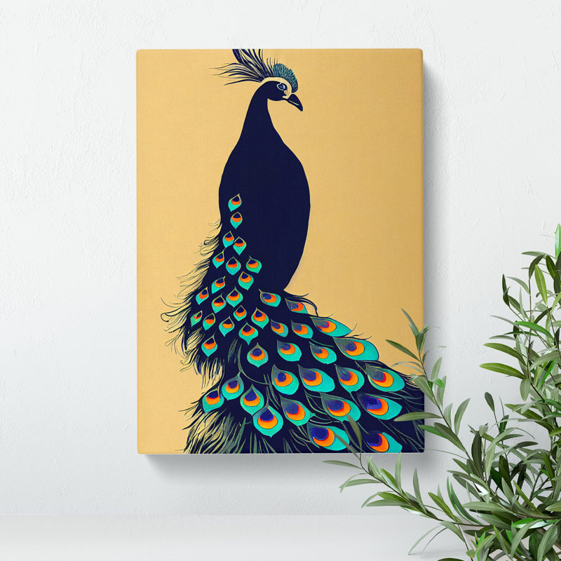 Art Nouveau Peacock - Wrapped Canvas Print, 50cm H x 35cm W x 3cm D