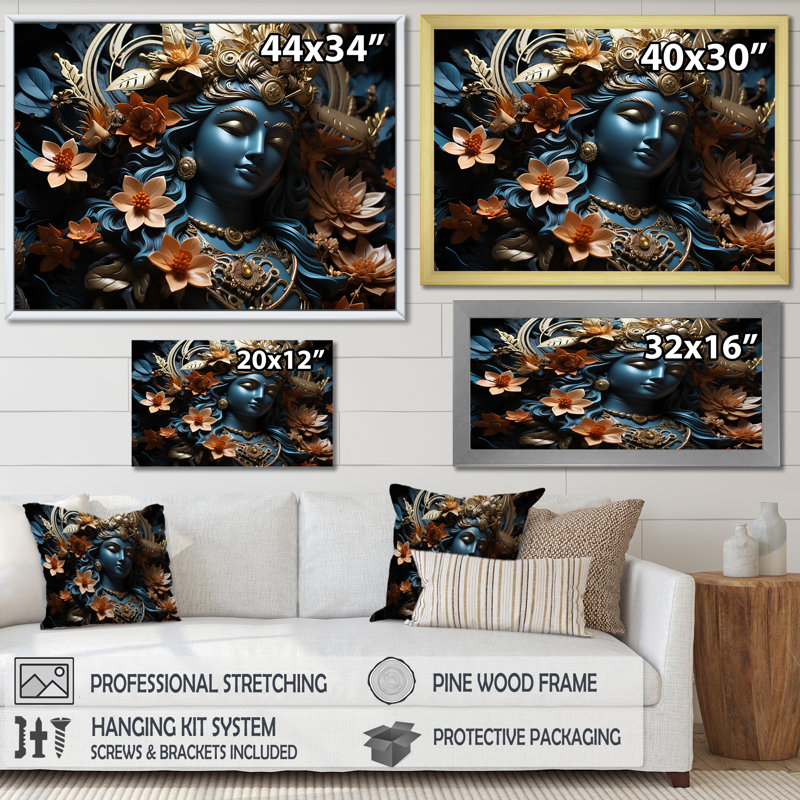 " Hinduism Kubera Treasure Topaz God ", Wrapped Canvas, 34" H x 44" W x 1.5" D