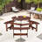Ethyle Outdoor 6-person Dining Sets With 3 Built-in Benches And Umbrella Hole-930454397
