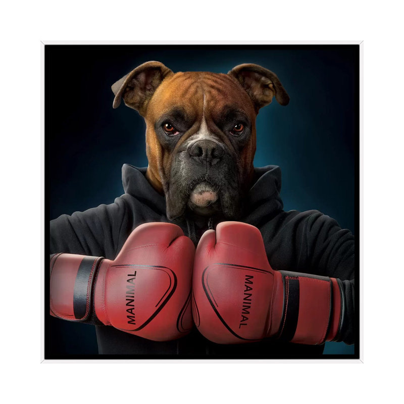 Boxer by Vincent Hie - Print on Canvas, 66.04 cm H x 66.04 cm W, White Framed