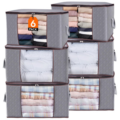 Foldable Storage Bags - Light Gray, Large 90L Capacity For Clothing & Bedding
